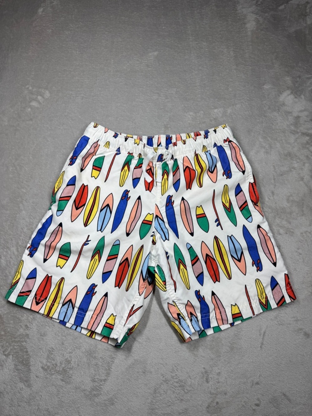 Hanna Andersson Boys Hang Ten Surfboard Colorful Swim Trunks Shorts Size 10